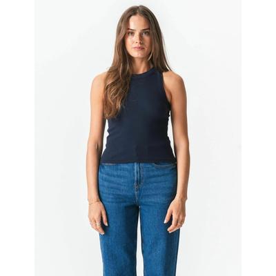 Funktionstop TEESHOPPEN "TEESHOPPEN Top Ribbed", Damen, Gr. Sx34, blau, Obermaterial: 100% Baumwolle, Tops