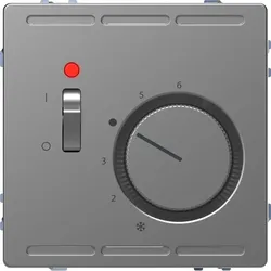 Merten MEG5760-6036 Raumtemperaturregler 230V mit Schalter und Zentralplatte, Edelstahl, System Design MEG57606036