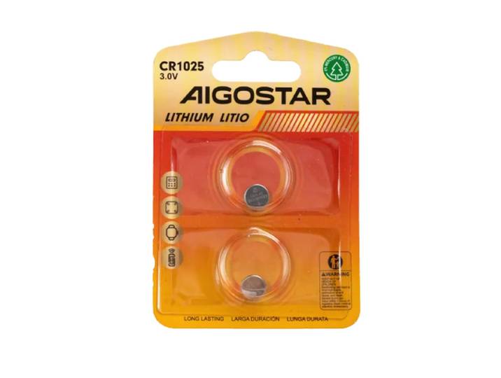 AIGOSTAR CR1025 Lot de 2 piles bouton 3 V