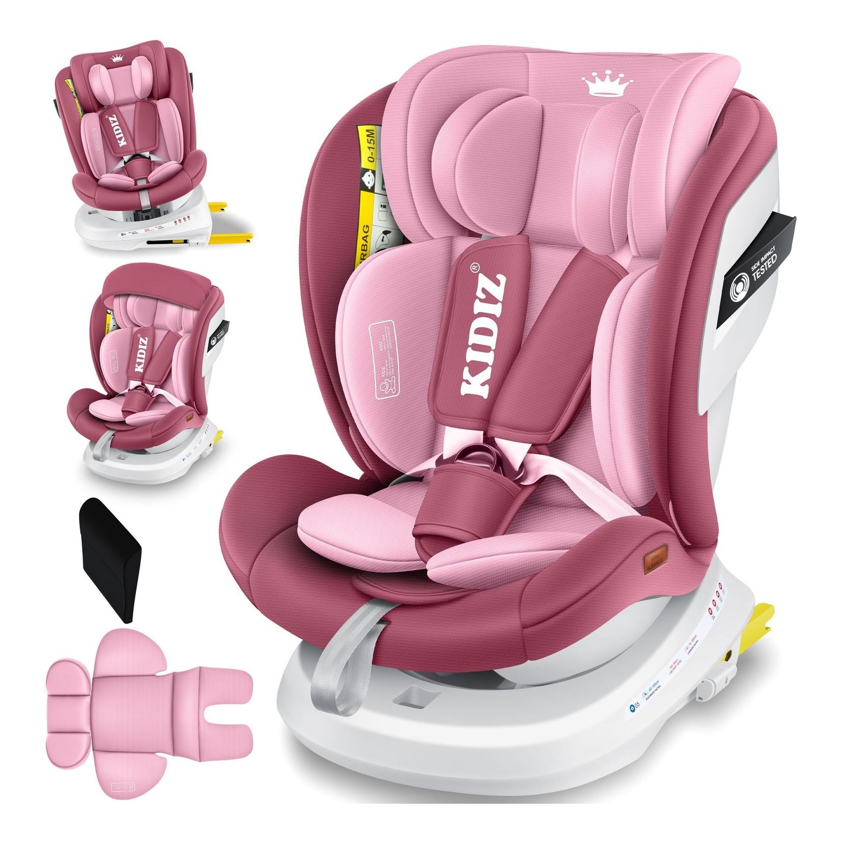 KIDIZ® Kindersitz Autositz Kinderautositz Baby Isofix Top Tether 360° drehbar i-Size Gruppe 0/1/2/3 ab Geburt -12 Jahre + Sonnenschutzdach Seitenschutz 5 Punkt Gurt Kopfstützenverstellung ECE R129