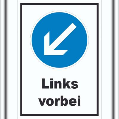 HB-Druck Schild Vorgeschriebene Vorbeifahrt links A3 (297x420mm)