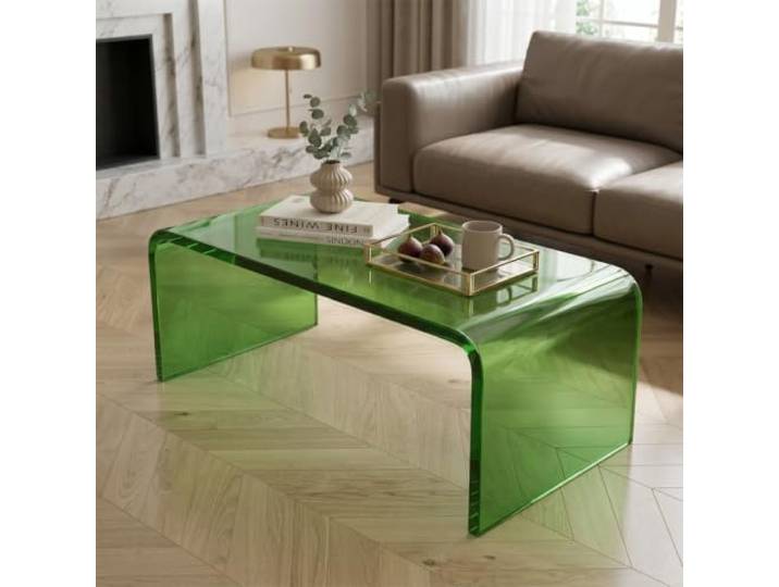 EBOYNSowAprr Moderner Couchtisch aus Acryl, für kleine Räume und Wohnungen Robustes Design aus dickem Acryl(Green,31.5x15.7in)