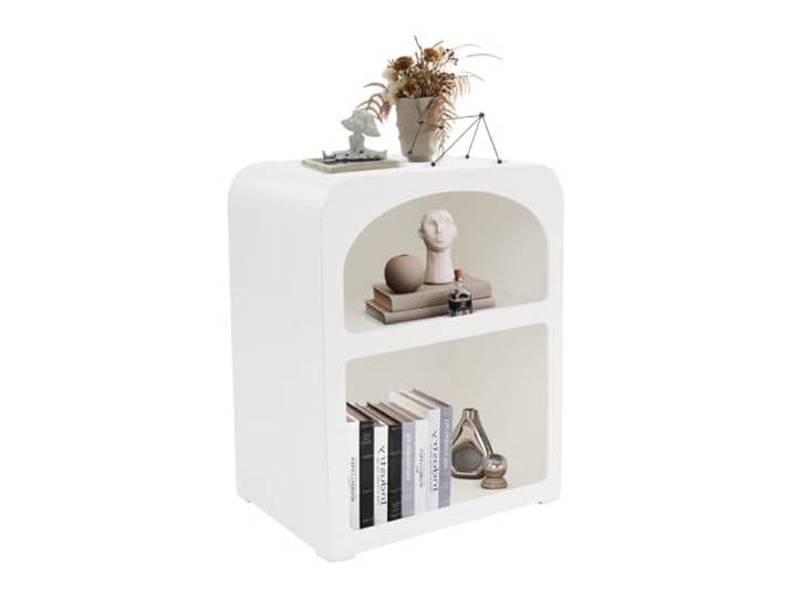 Salmeee Nachttisch 2-stöckig, Nachtkommode für Schlafzimmer & Wohnzimmer MDF, 40kg Tragfähigkeit, für Bücher, Kosmetik & Lampen – stabil & pflegeleicht