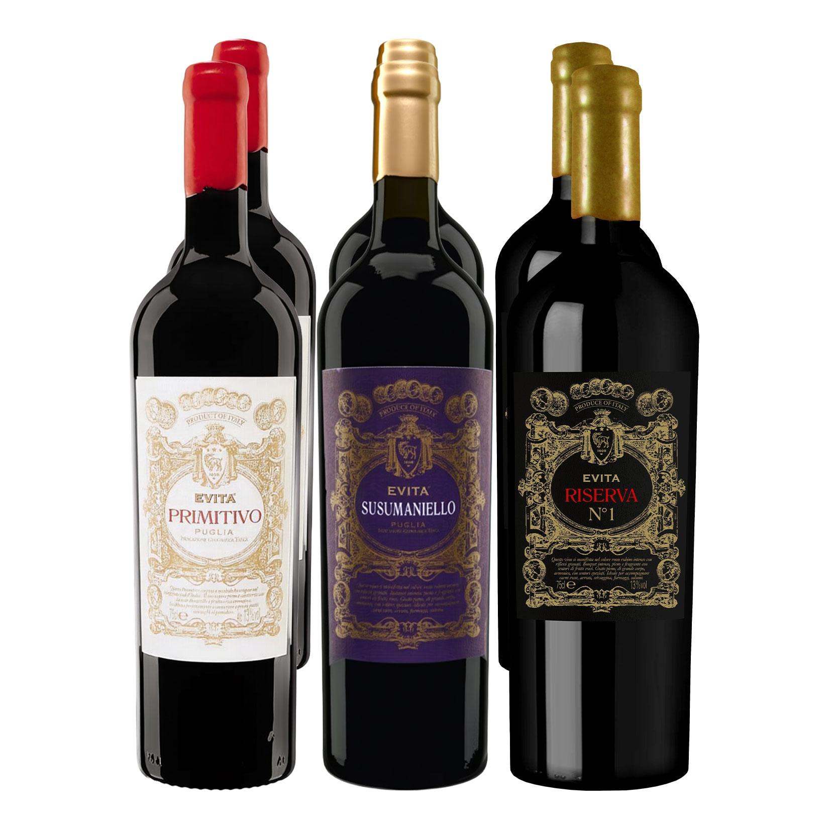 Apulien Rotweinpaket Evita 13,0% vol 6 x 0,75 Liter