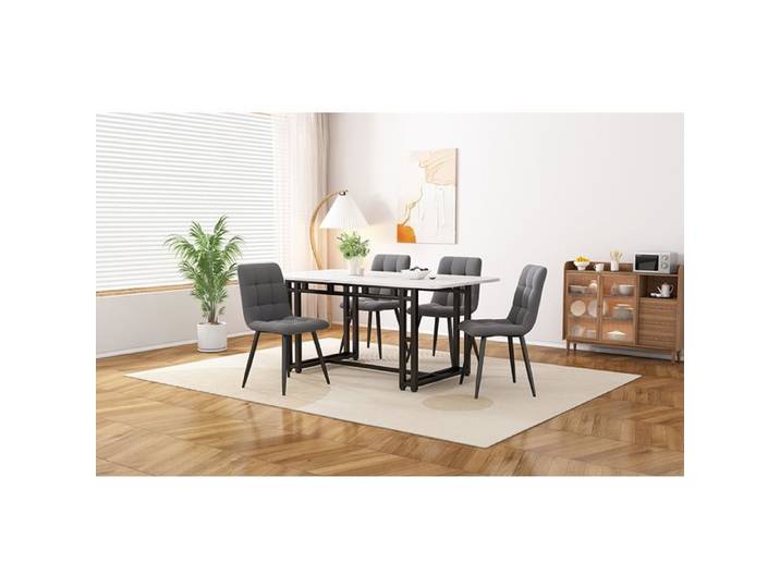 Table à manger - Luxe léger - 120x70cm - Cadre métal - Pieds noirs - MDF