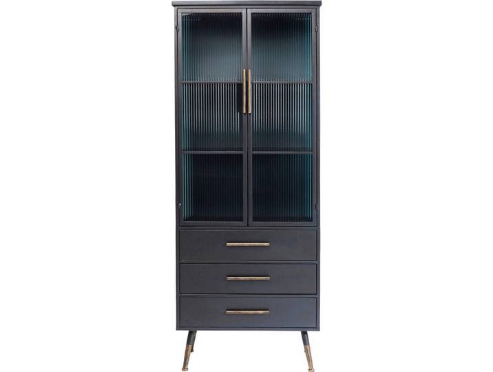 Kare-Design Highboard, Anthrazit, Messing, Metall, Glas, 2 Fächer, 3 Schublade(n) Schubladen, 72x180x38 cm, Wohnzimmer, Kommoden & Sideboards, Highboards
