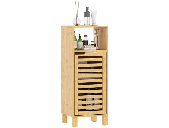 ComfortXL Badezimmerschrank De-10492 Hellbraun, Naturfarben, Naturmaterialen, 30x80x30 cm, Badezimmer, Badmöbel, Midischränke