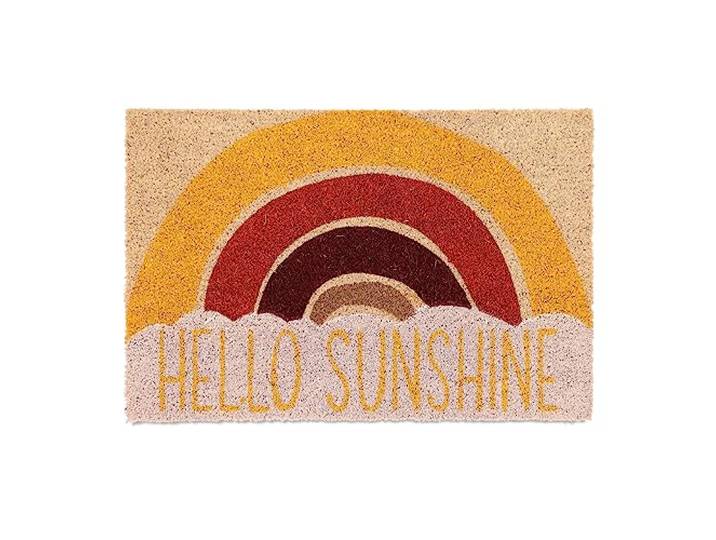 Relaxdays deurmat 'hello sunshine', voordeurmat, binnen & buiten, kleurrijk