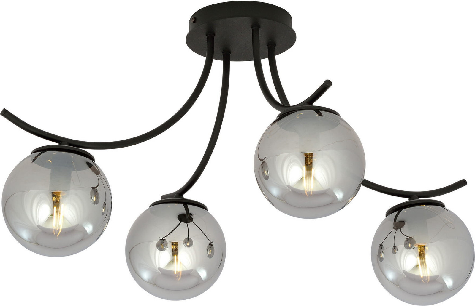 Emibig Lighting Plafondlamp Boston 4x E14 40W, zwart/grijs