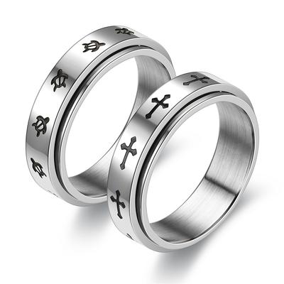 Stainless Steel Anxiety Relief Rotating Tortoise Rings For Couples Cute Anti Stress Fidget Rings New Trend Accessories silver 2 6