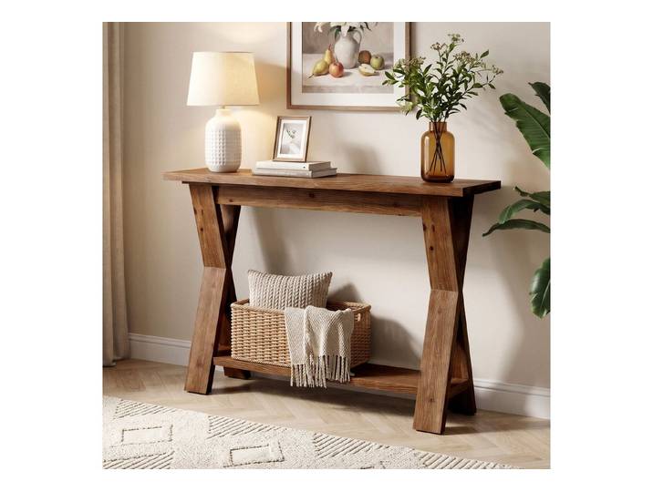 Tribesigns Konsolentisch 105cm Konsolentisch im Landhausstil mit X-Beinen, Flurtisch