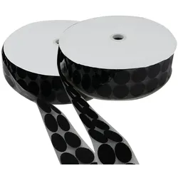 Klettpunkte auf Rolle, 33 mm | schwarz | Set - Haken & Flausch, Nylon, Polyester