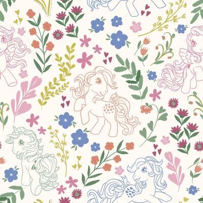 RoomMates My Little Pony Retro Floral Cream Peel and Stick Wallpaper