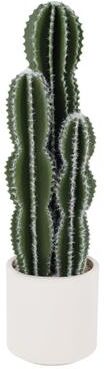 Garvee 32 Inch Artificial Cactus with White Flocking 3 Head EVA Green