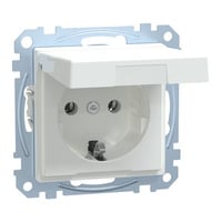 Schutzkontakt-Steckdose mit Klappdeckel, Unterputz, 16 Ampere, 250 Volt, System M weiß (glänzend), Retail