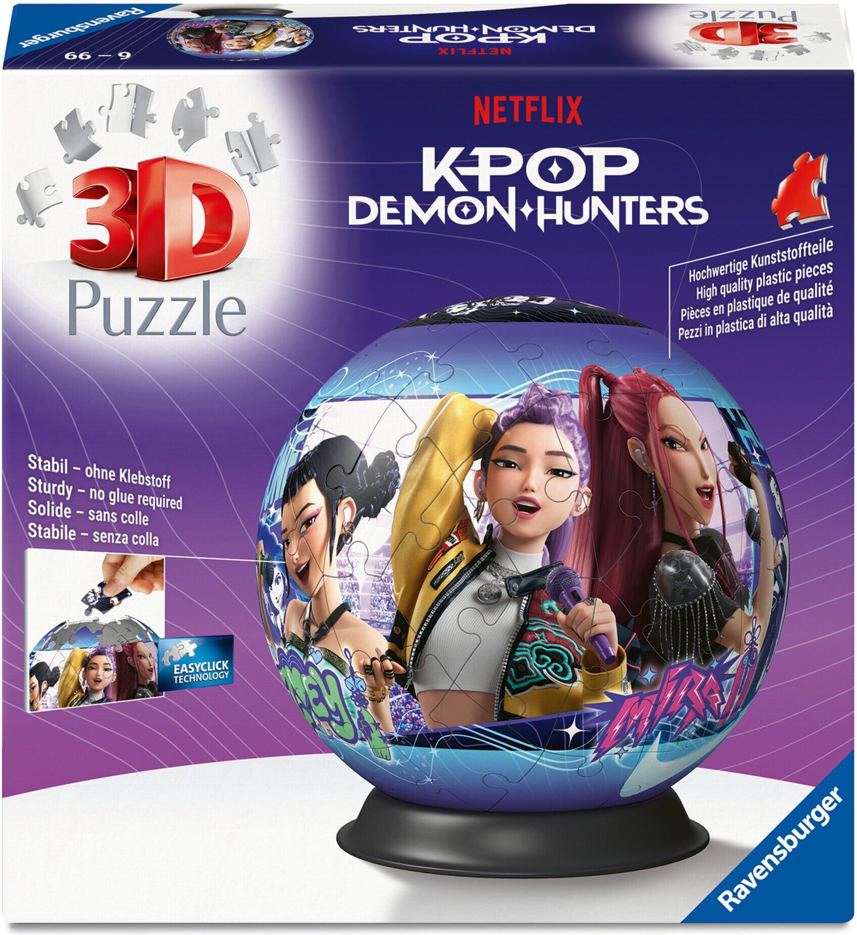 Ravensburger K-Pop Demon Hunters 72-Piece 3D Puzzle Ball for Kids, Official Netflix Merchandise, Ravensburger Brand