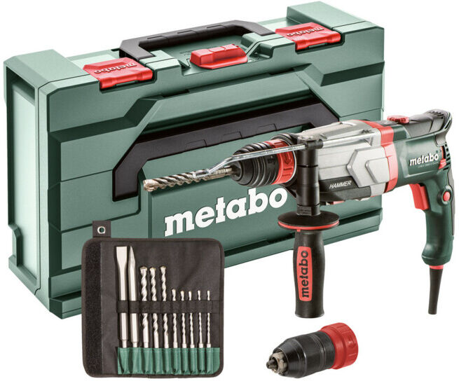Marteau multifonction Metabo UHEV 2860-2 Quick Set avec jeu de forets et de burins SDS-plus (10 pièces) ; metaBOX 145 L (600713510)