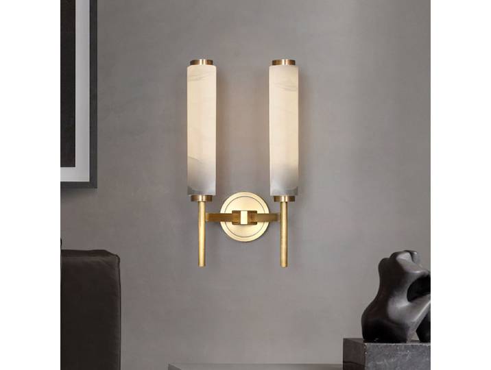 Applique murale de luxe en marbre naturel, tout en cuivre, décoration murale artistique pour salon, chambre à coucher, hôtel créatif, lampe de chevet
