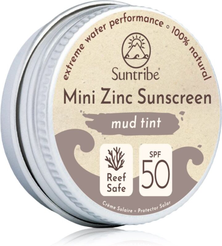 Suntribe Mini Zinc Sunscreen crème protectrice minérale visage et corps SPF 50 Mud Tint 15 g