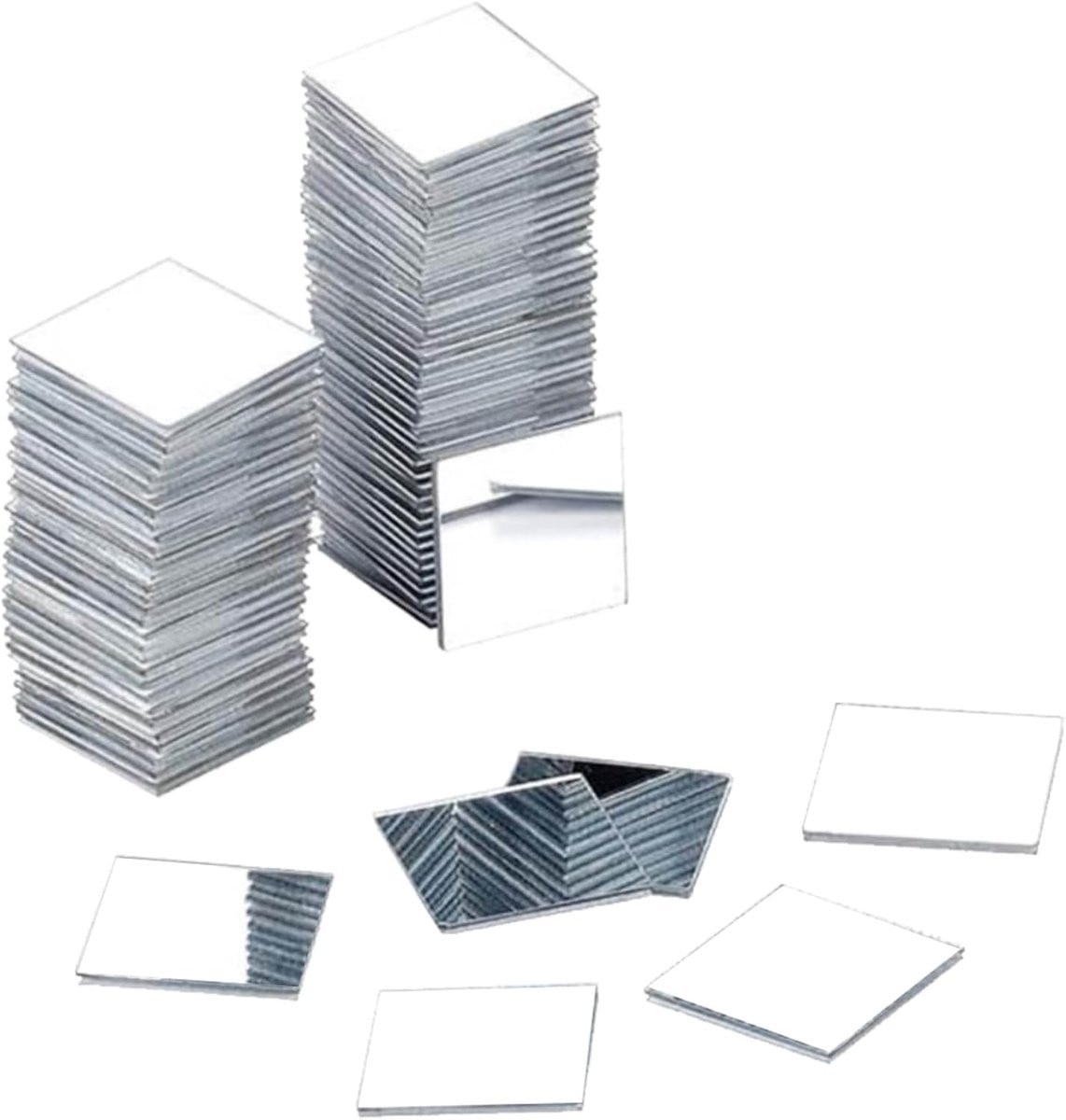 50 stuks zelfklevende mini-spiegels vierkant 5 x 5 cm acryl spiegels voor decoratie en knutselen zilver