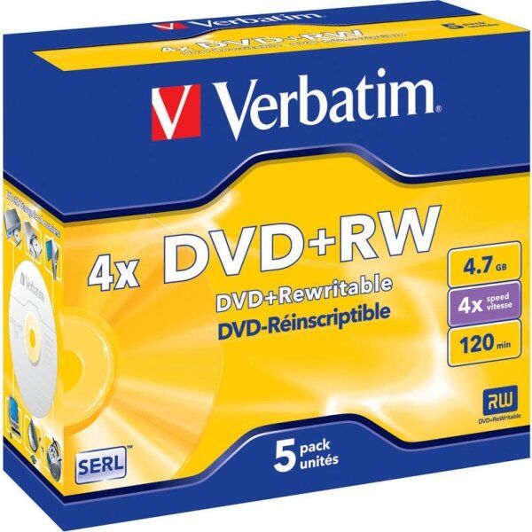 Verbatim Dvd+rw 4,7gb Jewel Case, 5 Stk