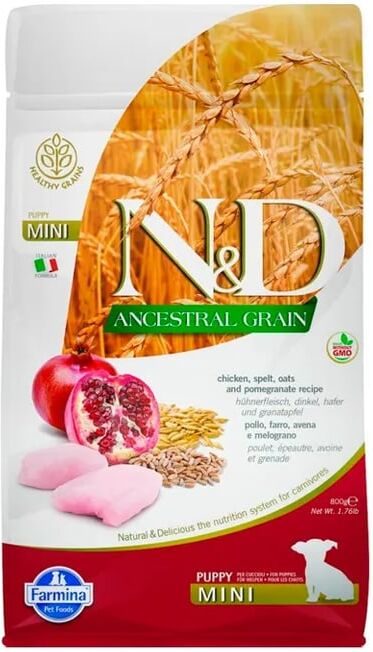 Farmina Ração Cão Puppy Mini ND Ancestral Frango Espelta Aveia E Romã 800g