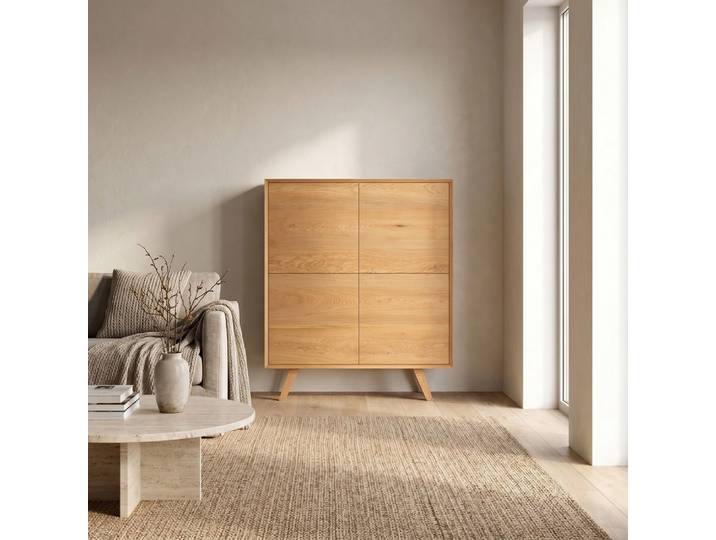 Étagère à livres Quatro en bois 120 cm Bois de chêne massif