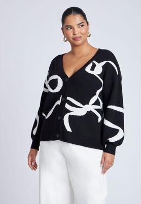Plus Size Women's Intarsia Cardigan by ELOQUII in Bell Bow (Size 22/24)