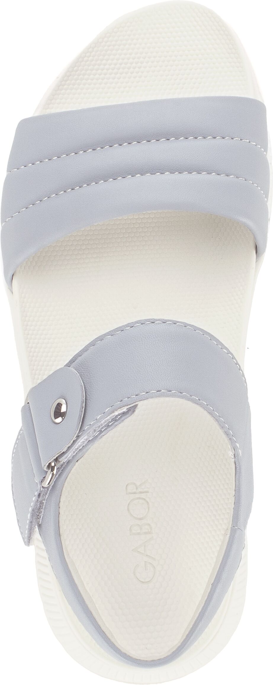 Riemchensandale GABOR, Damen, Gr. 37, Leder, blau (hellblau), Glattleder, Schuhe Riemchensandale, Plateau, Sandalette mit Ziernähten und Niete hellblau 37, Leder