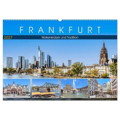 Frankfurt - Wolkenkratzer und Tradition (Wandkalender 2027 DIN A2 quer), CALVENDO Monatskalender