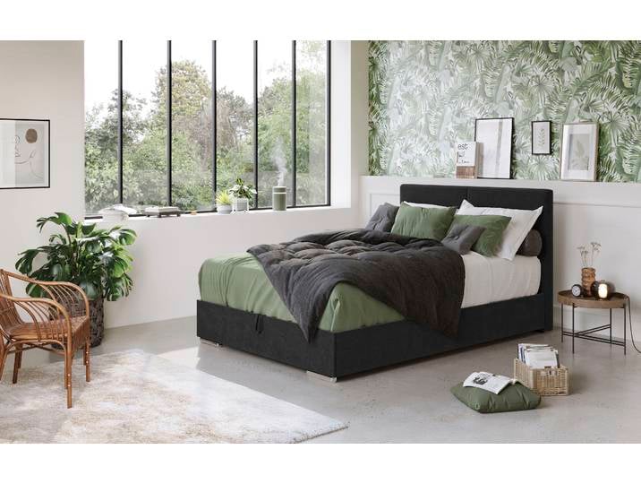 Boxbett, Polyester, Schwarz, 145×209 cm, Mit Bettkasten & Topper, Cotta