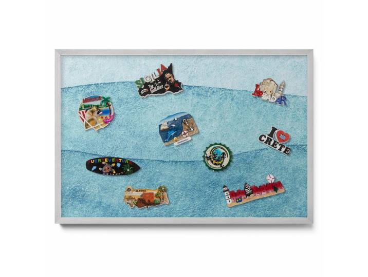 MAGNETTAFEL 60x40 cm silberner Rahmen – Dunkle Steinstruktur
