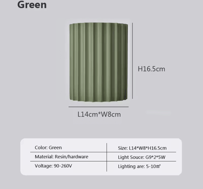Inspire Curations Macaron Resin G9 Wall Lamp Modern Indoor Sconce green warm Light