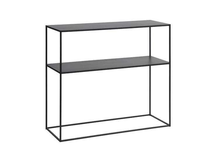 Livetastic Konsolentisch Pebble Console Table W90 CM, Schwarz, Metall, eckig, Gittergestell, 35x80x90 cm, Wohnzimmer, Wohnzimmertische, Konsolentische