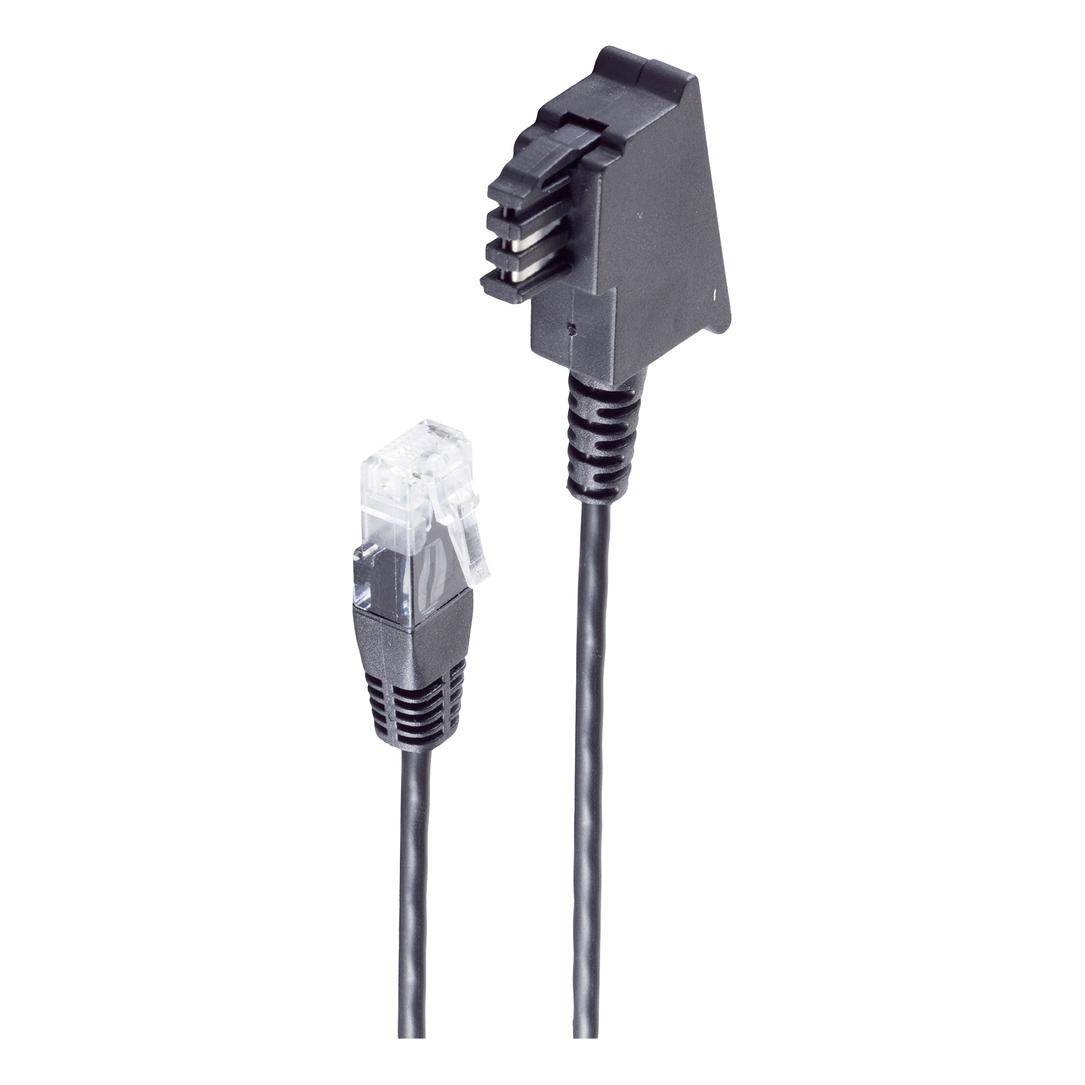 Shiverpeaks -BASIC-S--Telefonanschlusskabel-TAE-F-Stecker auf RJ45-Stecker, DSL-VDSL-Routerkabel, schwarz, 6,0m (BS12-09265)