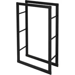 KAMINHOLZREGAL 60x100x25cm rechteckig Schwarz aus Stahl
