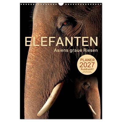 ELEFANTEN - Asiens graue Riesen (Wandkalender 2027 DIN A3 hoch), CALVENDO Monatskalender