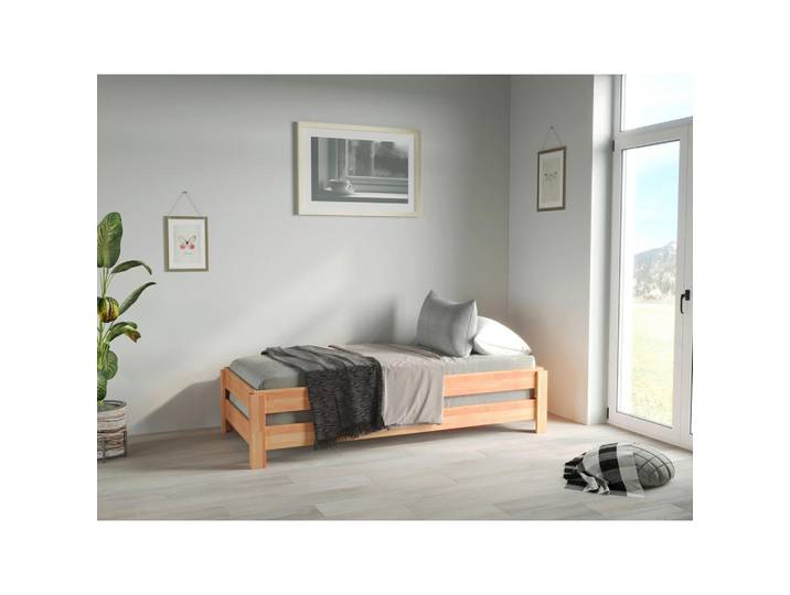 Mid.you Stapelbett, Kernbuche, Holz, Kernbuche, massiv, Höhe ca. 25 cm, einzeln stellbar, 90x200 cm, Schlafzimmer, Betten, Gästebetten