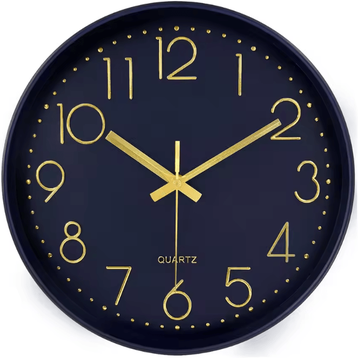 Inspire Curations Minimalist Silent Quartz Wall Clock Modern Non Ticking Home & Office Decor dark Blue 10 Inch