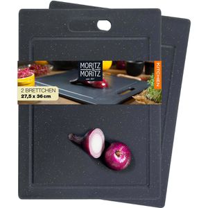 Moritz&Moritz Schneidebrett 1369, aus Kunststoff, 36 x 27,5 x 1 cm, mit Saftrille, Set, 2 Stück