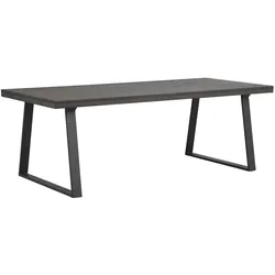 Esstisch Brooklyn aus massiver Eiche, Industrial-Design mit Trapezgestell, dunkelbraun, 220 cm