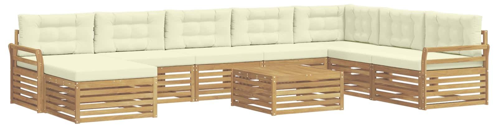 Garnitur aus 9 Outdoor-Sofas, weiß und cremefarben