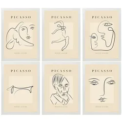 POSTER Set Mit 6 Illustrationen Von Pablo Picasso Starren A3 Weißer Rahmen