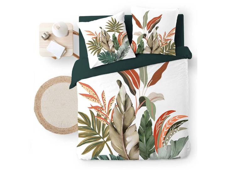 Douceur d´intérieur Baumwoll-Bettwäsche-Set 3-teilig Romy 240/220 cm, Grün, Naturmaterialen, 220x240 cm, Heimtextilien, Bettwäsche & Leintücher, Bettwäsche