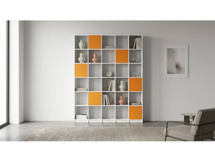 Stylisches Wohnzimmerregal - Regalsystem mit vielen Optionen MDF Beschichtet MDF Weiß matt