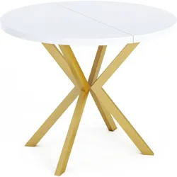 ESSTISCH Flora runder ausziehbarer, Weiß 120-200/120/76 cm