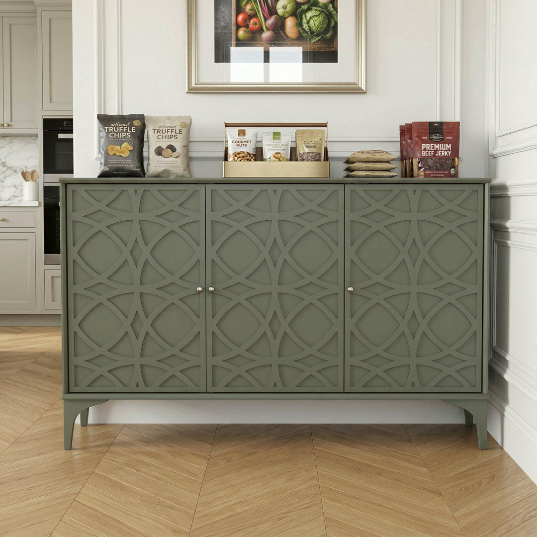 Brayden Studio Omega 3 Door Sideboard Kale Green 73.8cm H X 115.5cm W X 39.8cm D