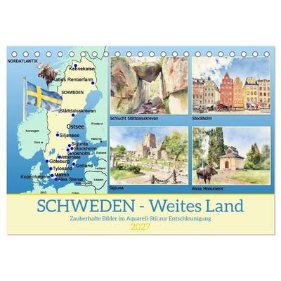 Schweden - Weites Land (Tischkalender 2027 DIN A5 quer), CALVENDO Monatskalender