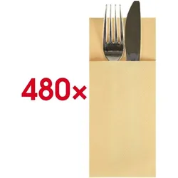 Papstar Bestecktaschen 33 x 40 cm »Airlaid« 1/8 Falz, 480 Stück beige, 33 cm