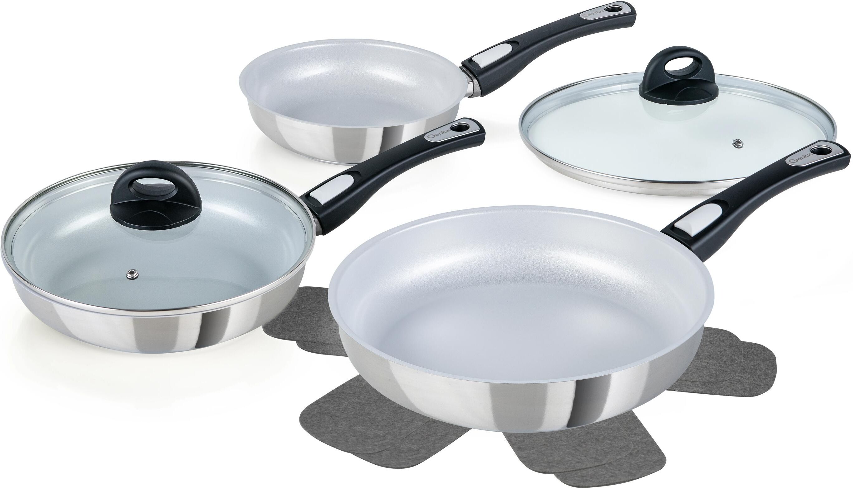 Pfannen-Set GENIUS "20 cm/24 cm/28 cm", weiss (weiß), Pfannen, Pfannen-Set weiß Einheitsgröße
